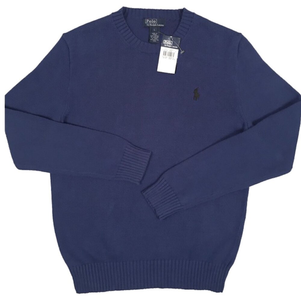 NEW Polo Ralph Lauren Boys Sweater!  Dark Blue with Black Polo Player  Heavier